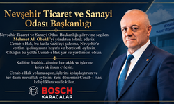 Bosch Karacalar’dan Nevşehir Ticaret ve Sanayi Odası Başkanlığına Seçilen Mehmet Ali Öbekli’ye Tebrik Mesajı