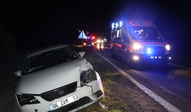 Nevşehir'de Otomobil Domuza Çarptı 4 Yaralı