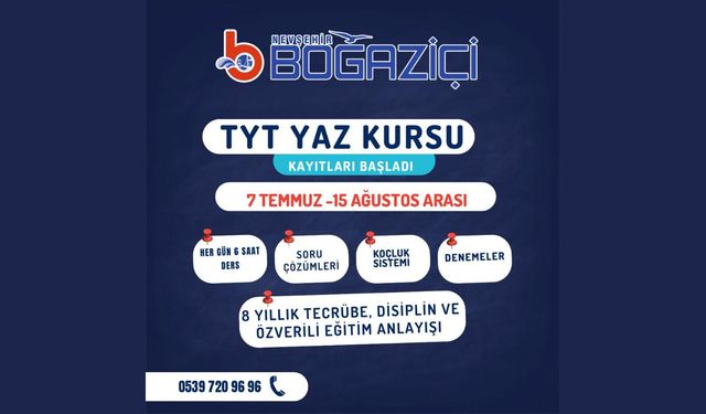 Nevşehir Boğaziçi'nde TYT Yaz Kursu Kayıtları Başladı