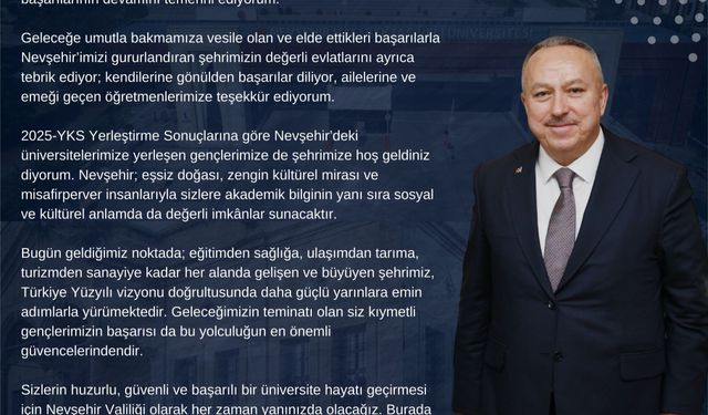 Vali Ali Fidan’dan YKS’de Başarı Gösteren Öğrencilere Tebrik