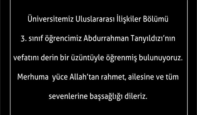 Nevşehir Hacı Bektaş Veli Üniversitesi’nden Abdurrahman Tanyıldızı için taziye mesajı