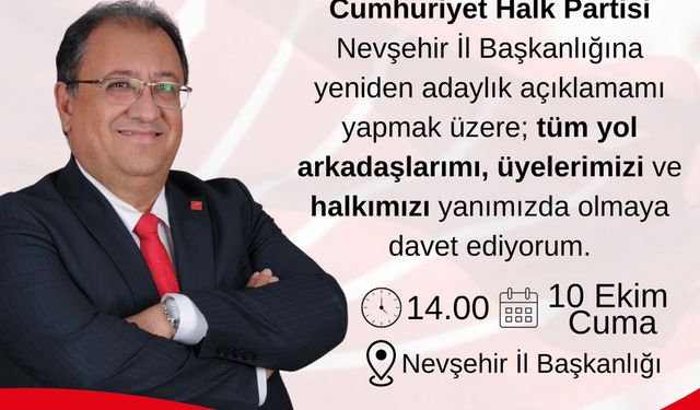 Bülent Yumuş, Yeniden CHP Nevşehir İl Başkanlığına Aday Oluyor