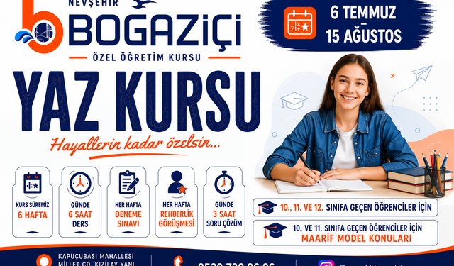 Boğaziçi Özel Öğretim Kursu’ndan Yaz Kursu Programı
