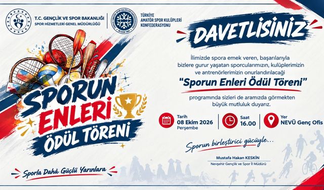 Nevşehir’de “Sporun Enleri Ödül Töreni” Düzenlenecek