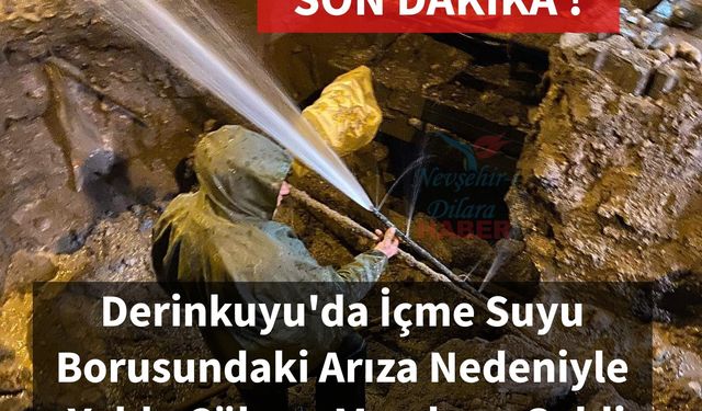 Derinkuyu'da İçme Suyu Borusundaki Arıza Nedeniyle Yolda Çökme Meydana Geldi
