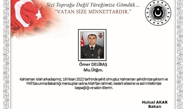 Komşumuz Kayseri'ye Şehit Ateşi Düştü