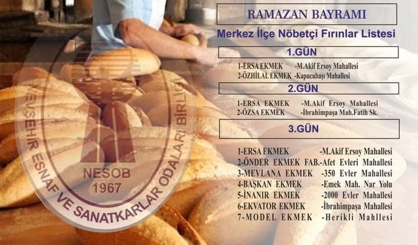 Ramazan Bayramı'nda Nöbetçi Fırınlar Belli Oldu