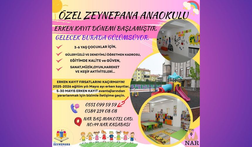 Özel Zeynepana Anaokulu’nda Erken Kayıt Heyecanı Başladı