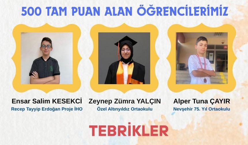LGS’de Türkiye 1.’si Olan Şampiyonlar, Nevşehir’in Gururu Oldu