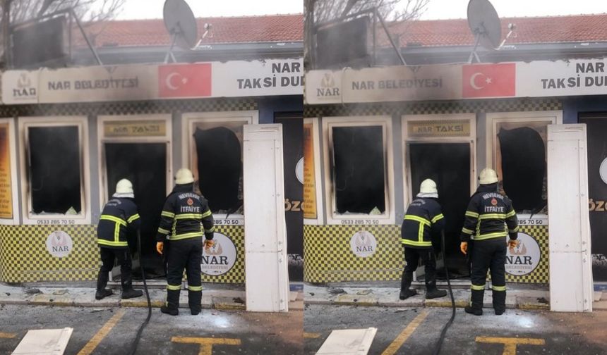 Nar'da Taksi Durağında Yangın Çıktı