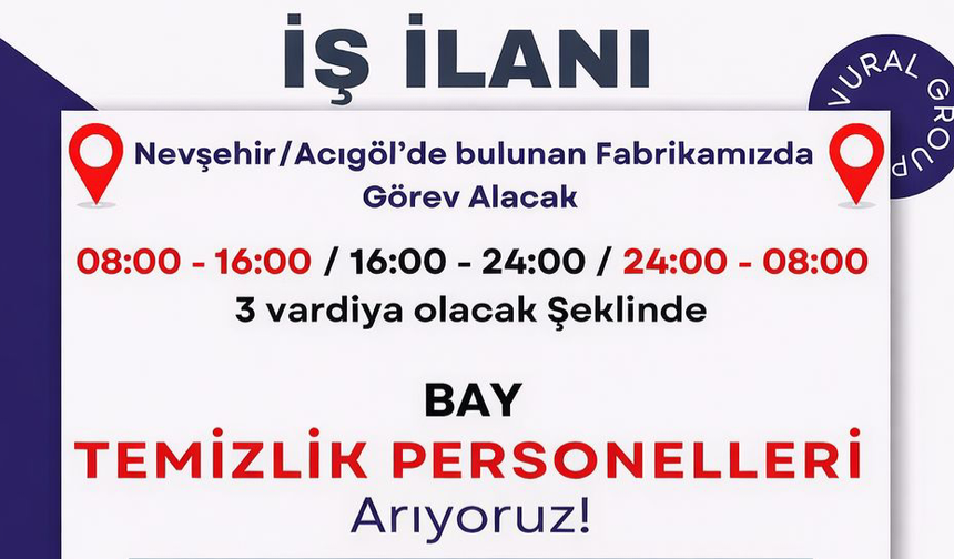 Bay Temizlik Personelleri Aranıyor