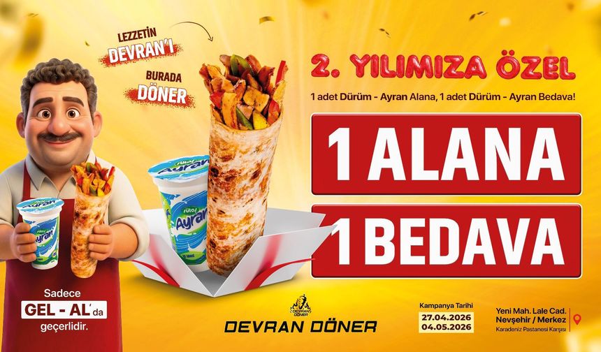 Devran Döner’den 2. Yıla Özel Kampanya: “1 Alana 1 Bedava” Fırsatı Başladı