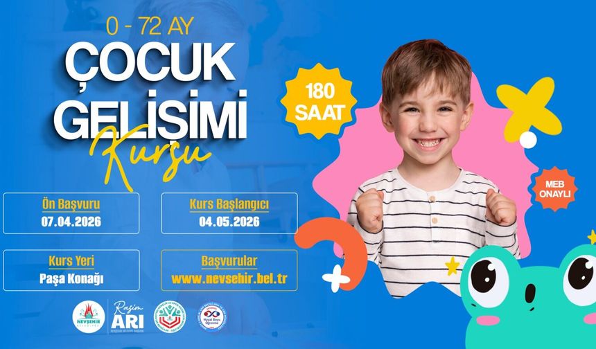 Nevşehir Belediyesi’nde “0-72 Ay Çocuk Gelişimi” Kursu Açılacak