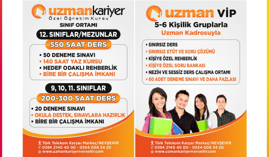Nevşehir Uzman Kariyer’de 2026-2027 Dönemi Erken Kayıtları Başladı