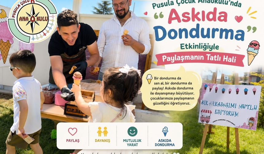 Pusula Çocuk Anaokulu Yaz Okuluna Askıda Dondurma Şenliğiyle Başladı