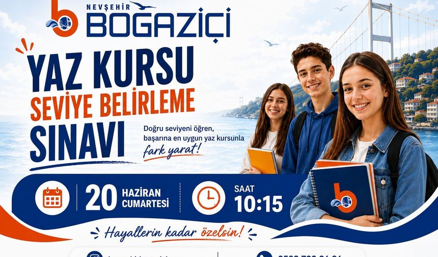 Nevşehir Boğaziçi’nden Yaz Kursu Seviye Belirleme Sınavı
