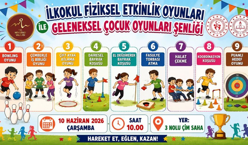Geleneksel Çocuk Oyunları ve İlkokul Fiziksel Etkinlikleri Şenliği Düzenlenecek