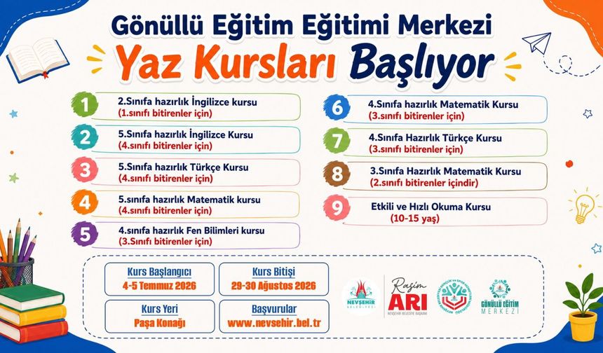 Nevşehir Belediyesi Gönüllü Eğitim Merkezi’nde Yaz Kursları Başlıyor