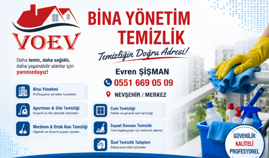 VOEV Temizlik Nevşehir’de Profesyonel Temizlik Hizmetleriyle Fark Yaratıyor