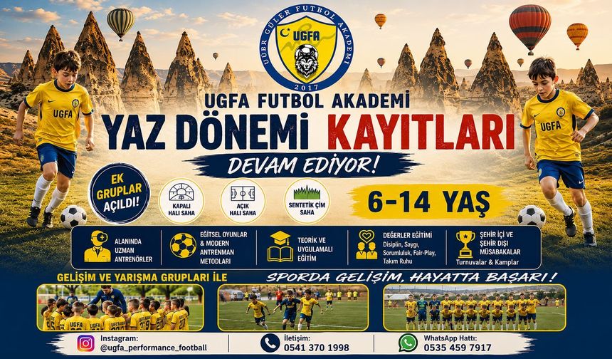 UGFA FUTBOL AKADEMİ'DE YAZ DÖNEMİ KAYITLARI DEVAM EDİYOR