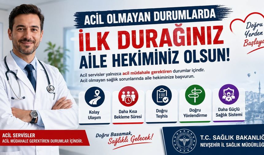 Nevşehir'de Acil Servis Başvurularına Dikkat Çekildi  Acil Olmayan Durumlarda İlk Başvuru Noktası Aile Hekimi Olmalı