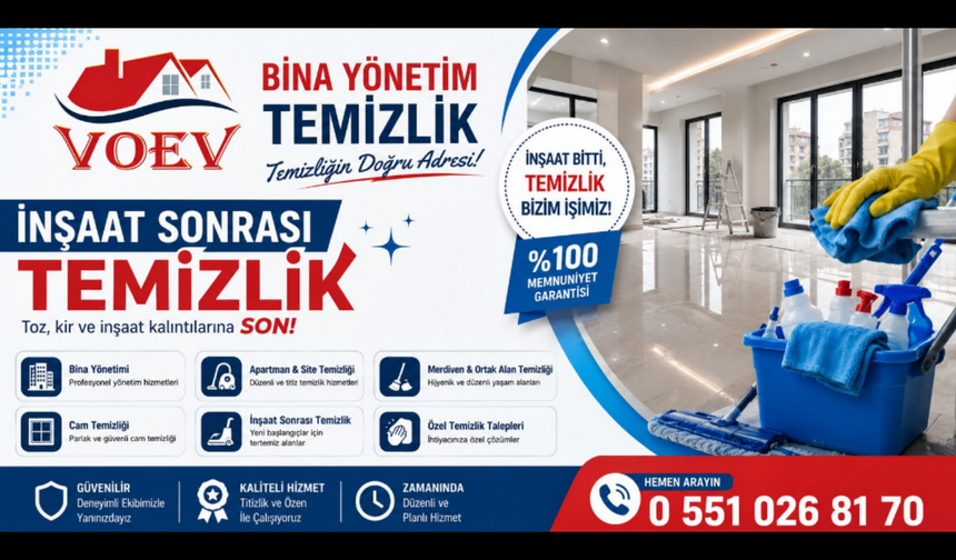 VOEV Bina Yönetim Temizlik'ten Profesyonel İnşaat Sonrası Temizlik Hizmeti