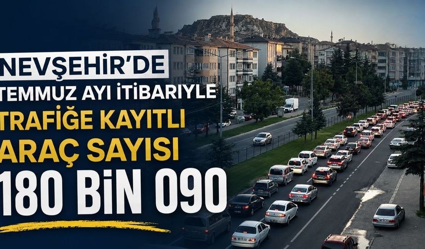 Nevşehir’de Temmuz ayı itibariyle trafiğe kayıtlı araç sayısı 180 bin 090 oldu.