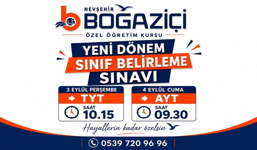 Nevşehir Boğaziçi Özel Öğretim Kursu’nda Yeni Dönem Sınıf Belirleme Sınavı