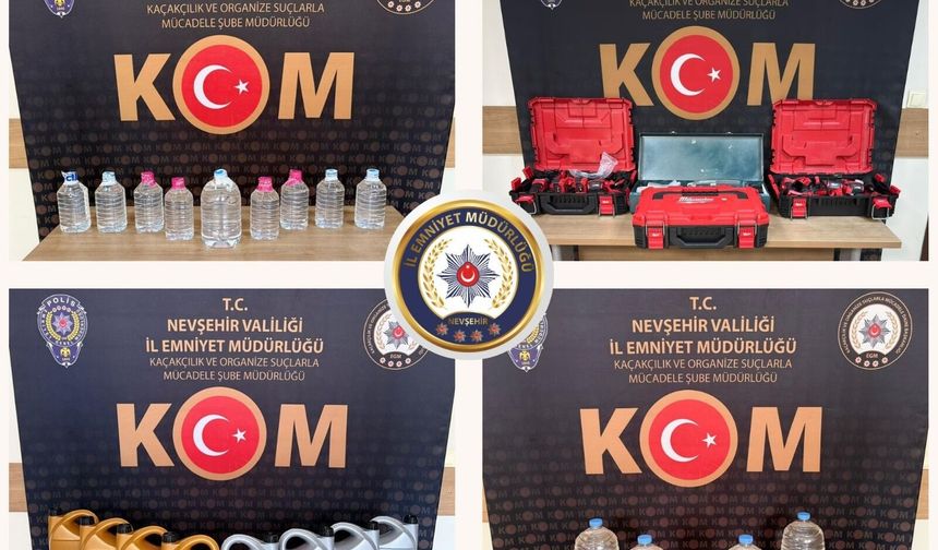 Nevşehir’de 80 Litre Etil Alkol ve 12 Adet Emtia Ürünü Ele Geçirildi