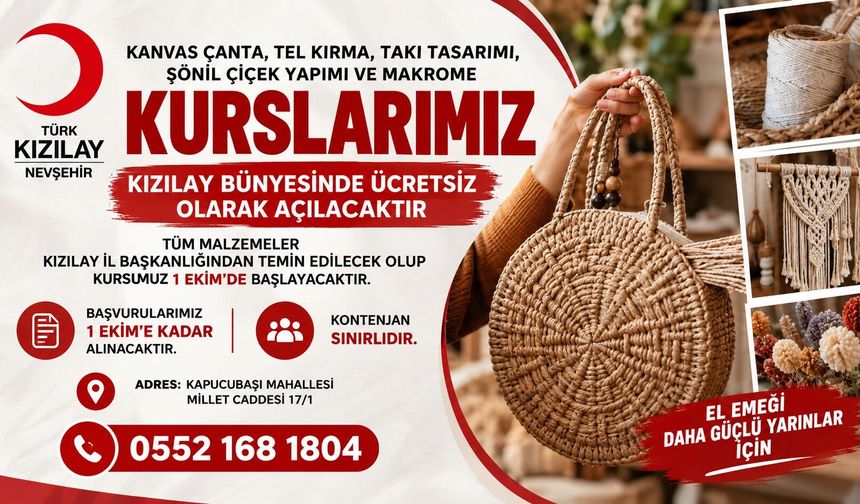 Kızılay Nevşehir’den Kadınlara Yönelik Ücretsiz Kurs!