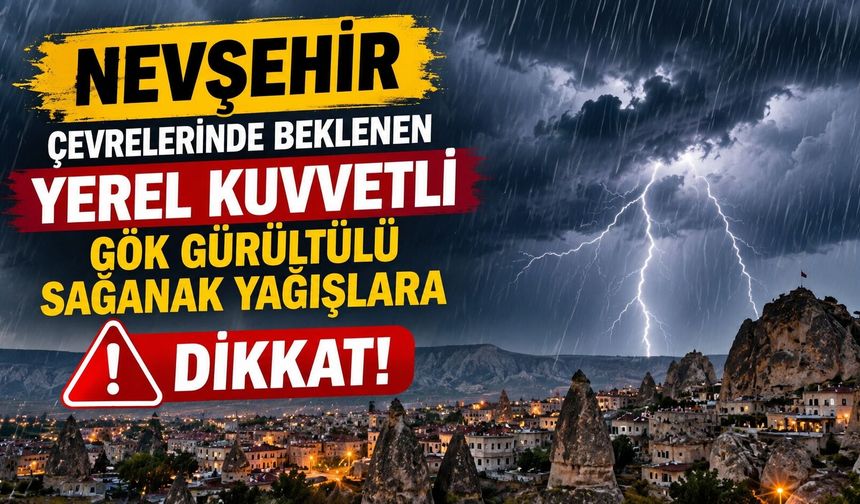 Nevşehir Çevrelerinde Beklenen Yerel Kuvvetli Gök Gürültülü Sağanak Yağışlara Dikkat!