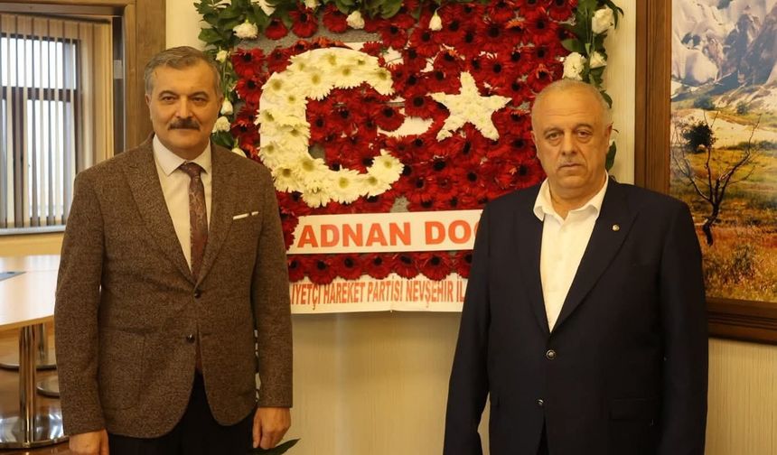 MHP Nevşehir İl Başkanı Adnan Doğu ve Beraberindeki Heyetten NTSO Başkanı Mehmet Ali Öbekli’ye Ziyaret