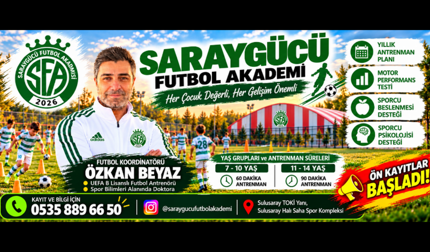Saraygücü Futbol Akademi’den Geleceğin Sporcularına Futbol Eğitimi | Ön Kayıtlar Başladı