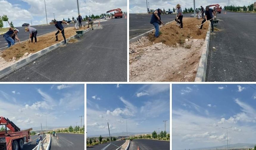 Çat Kasabasında Yol Çalışmasının Yanısıra Orta Refüj Düzenlemesi ve Işıklandırmasıda Tam Gaz Devam Ediyor 