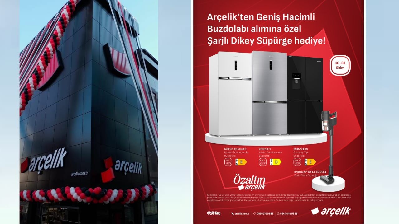 Arçelik’ten Geniş Hacimli Buzdolabı Alana Şarjlı Dikey Süpürge Hediye!