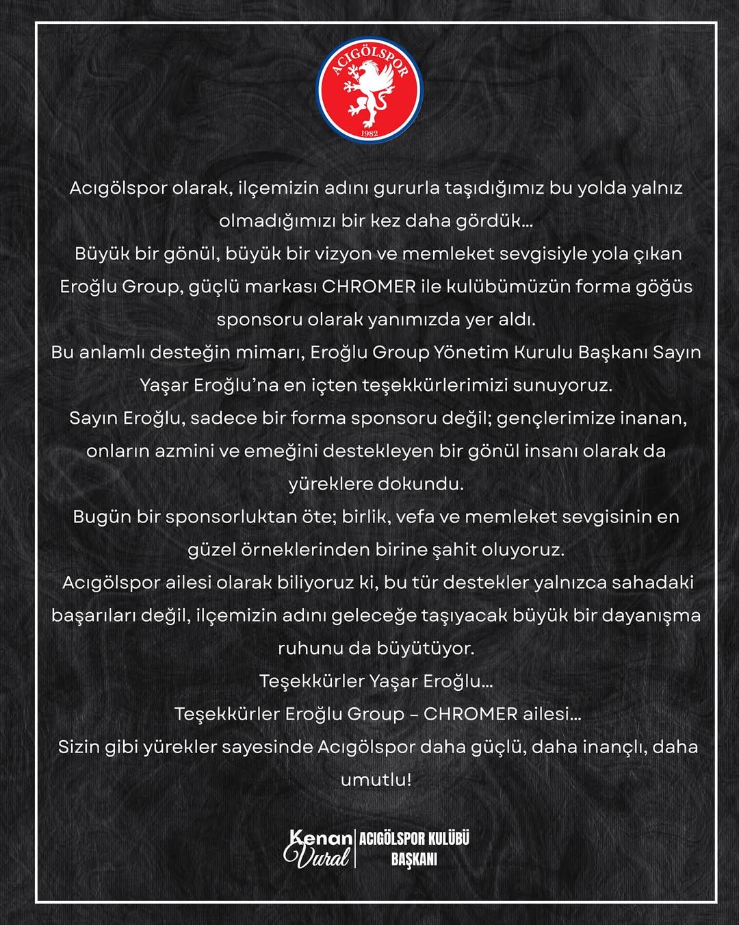 Acıgölspor Olarak, Ilçemizin Adını Gururla Taşıdığımız Bu Yolda Yalnız Olmadığımızı Bir Kez Daha (1)