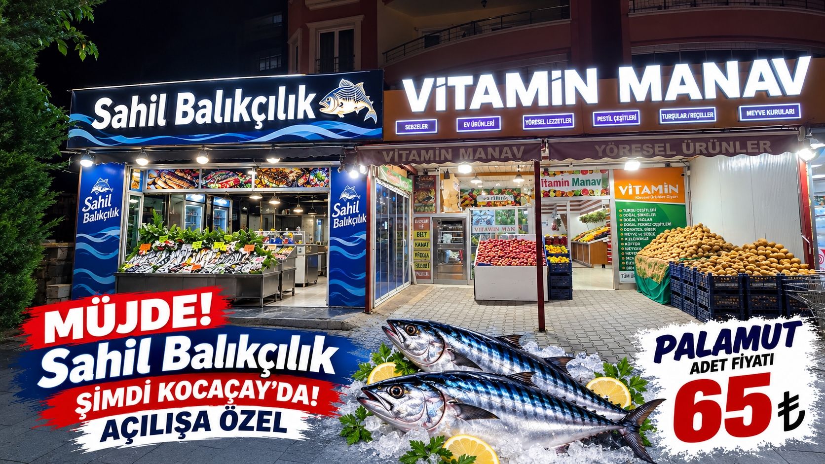 Müjde! Sahil Balıkçılık Şimdi Kocaçay'da! Açılışa Özel Palamut Adet Fiyatı 65 ₺
